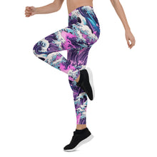 Women's Yoga Pants Workout Leggings - Purple Wave 002 Exclusive Great Wave Kanagawa Leggings Tights Womens