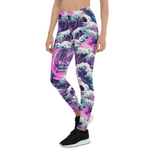 Women's Yoga Pants Workout Leggings - Purple Wave 002 Exclusive Great Wave Kanagawa Leggings Tights Womens