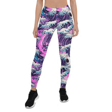 Women's Yoga Pants Workout Leggings - Purple Wave 002 Exclusive Great Wave Kanagawa Leggings Tights Womens