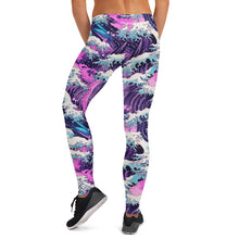 Women's Yoga Pants Workout Leggings - Purple Wave 002 Exclusive Great Wave Kanagawa Leggings Tights Womens