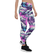 Women's Yoga Pants Workout Leggings - Purple Wave 002 Exclusive Great Wave Kanagawa Leggings Tights Womens