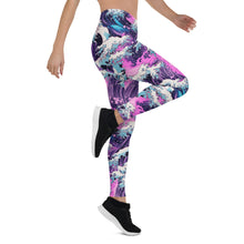 Women's Yoga Pants Workout Leggings - Purple Wave 002 Exclusive Great Wave Kanagawa Leggings Tights Womens