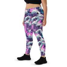 Women's Yoga Pants Workout Leggings - Purple Wave 002 Exclusive Great Wave Kanagawa Leggings Tights Womens