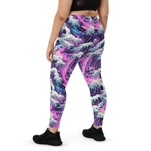 Women's Yoga Pants Workout Leggings - Purple Wave 002 Exclusive Great Wave Kanagawa Leggings Tights Womens