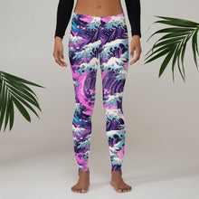 Women's Yoga Pants Workout Leggings - Purple Wave 002 Exclusive Great Wave Kanagawa Leggings Tights Womens