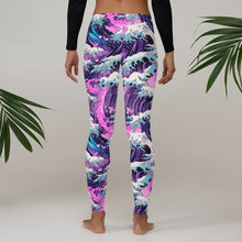 Women's Yoga Pants Workout Leggings - Purple Wave 002 Exclusive Great Wave Kanagawa Leggings Tights Womens