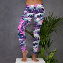 Women's Yoga Pants Workout Leggings - Purple Wave 002 Exclusive Great Wave Kanagawa Leggings Tights Womens