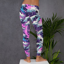 Women's Yoga Pants Workout Leggings - Purple Wave 002 Exclusive Great Wave Kanagawa Leggings Tights Womens