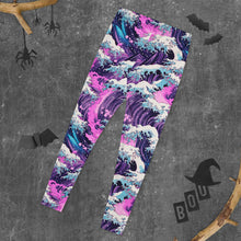 Women's Yoga Pants Workout Leggings - Purple Wave 002 Exclusive Great Wave Kanagawa Leggings Tights Womens