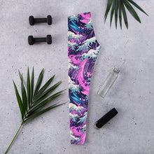 Women's Yoga Pants Workout Leggings - Purple Wave 002 Exclusive Great Wave Kanagawa Leggings Tights Womens