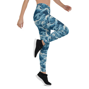Women's Yoga Pants Workout Leggings - Tempest 003 Exclusive Great Wave Kanagawa Leggings Tights Womens