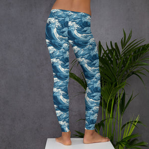 Women's Yoga Pants Workout Leggings - Tempest 003 Exclusive Great Wave Kanagawa Leggings Tights Womens