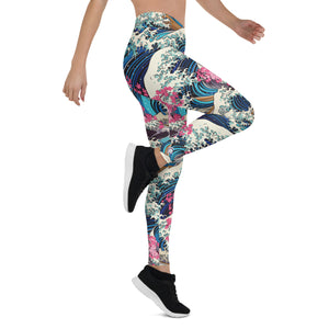 Women's Yoga Pants Workout Leggings - The Great Wave Off Kanagawa 001 Exclusive Great Wave Kanagawa Leggings Tights Womens