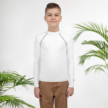 Youth Boys Long Sleeve Base Layer – Solid Color Rash Guard Top – Snow