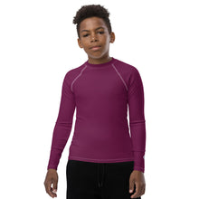 Youth Boys Swim & Sport Rash Guard – Long Sleeve Solid Design – Tyrian Purple