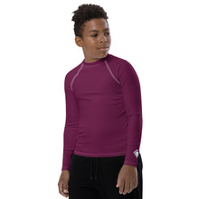 Youth Boys Swim & Sport Rash Guard – Long Sleeve Solid Design – Tyrian Purple