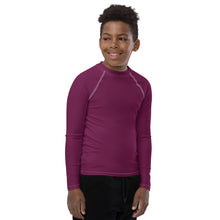 Youth Boys Swim & Sport Rash Guard – Long Sleeve Solid Design – Tyrian Purple