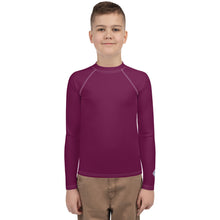 Youth Boys Swim & Sport Rash Guard – Long Sleeve Solid Design – Tyrian Purple