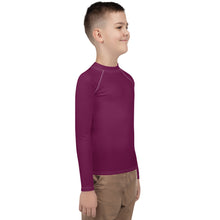 Youth Boys Swim & Sport Rash Guard – Long Sleeve Solid Design – Tyrian Purple
