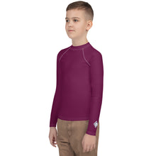 Youth Boys Swim & Sport Rash Guard – Long Sleeve Solid Design – Tyrian Purple