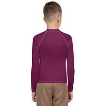 Youth Boys Swim & Sport Rash Guard – Long Sleeve Solid Design – Tyrian Purple
