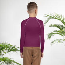 Youth Boys Swim & Sport Rash Guard – Long Sleeve Solid Design – Tyrian Purple