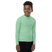Youth Boys Training Rash Guard – Solid Color Long Sleeve Performance Tee – Vista Blue