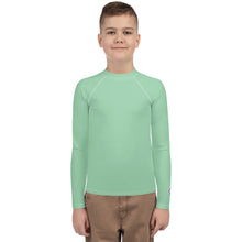 Youth Boys Training Rash Guard – Solid Color Long Sleeve Performance Tee – Vista Blue