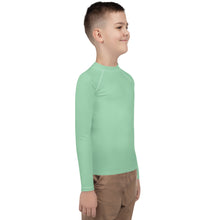 Youth Boys Training Rash Guard – Solid Color Long Sleeve Performance Tee – Vista Blue