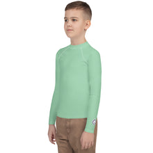 Youth Boys Training Rash Guard – Solid Color Long Sleeve Performance Tee – Vista Blue