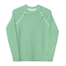 Youth Boys Training Rash Guard – Solid Color Long Sleeve Performance Tee – Vista Blue