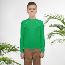 Youth Boys UV Protection Rash Guard – Long Sleeve in Bold Solids – Jade