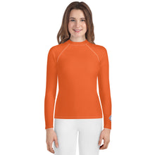 Youth Girls Active Rash Guard – Sleek Solid Color Long Sleeve Design – Flamingo