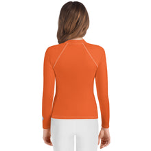 Youth Girls Active Rash Guard – Sleek Solid Color Long Sleeve Design – Flamingo