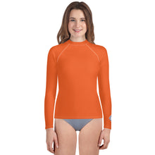 Youth Girls Active Rash Guard – Sleek Solid Color Long Sleeve Design – Flamingo