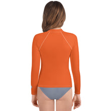Youth Girls Active Rash Guard – Sleek Solid Color Long Sleeve Design – Flamingo