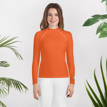 Youth Girls Active Rash Guard – Sleek Solid Color Long Sleeve Design – Flamingo