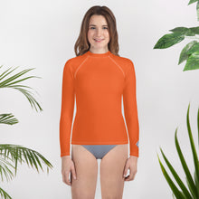 Youth Girls Active Rash Guard – Sleek Solid Color Long Sleeve Design – Flamingo