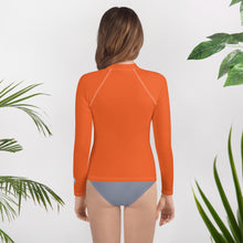 Youth Girls Active Rash Guard – Sleek Solid Color Long Sleeve Design – Flamingo