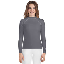 Youth Girls BJJ Style Rash Guard – Long Sleeve in Solid Color Finish – Charcoal