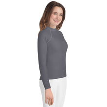 Youth Girls BJJ Style Rash Guard – Long Sleeve in Solid Color Finish – Charcoal