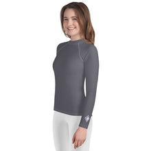 Youth Girls BJJ Style Rash Guard – Long Sleeve in Solid Color Finish – Charcoal