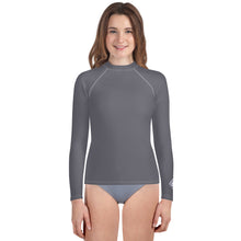 Youth Girls BJJ Style Rash Guard – Long Sleeve in Solid Color Finish – Charcoal
