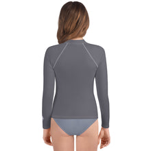 Youth Girls BJJ Style Rash Guard – Long Sleeve in Solid Color Finish – Charcoal