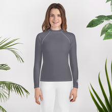 Youth Girls BJJ Style Rash Guard – Long Sleeve in Solid Color Finish – Charcoal