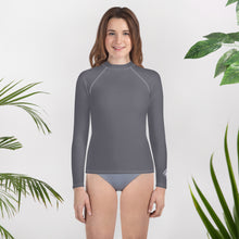 Youth Girls BJJ Style Rash Guard – Long Sleeve in Solid Color Finish – Charcoal