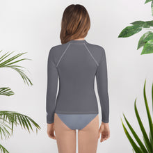 Youth Girls BJJ Style Rash Guard – Long Sleeve in Solid Color Finish – Charcoal