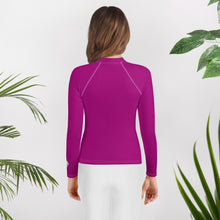 Youth Girls Compression Fit Rash Guard – Long Sleeve Solid Design – Fresh Eggplant