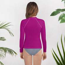 Youth Girls Compression Fit Rash Guard – Long Sleeve Solid Design – Fresh Eggplant
