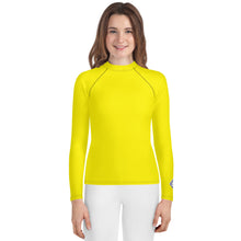 Youth Girls Long Sleeve Training Rash Guard – Clean Solid Look – Golden Sun